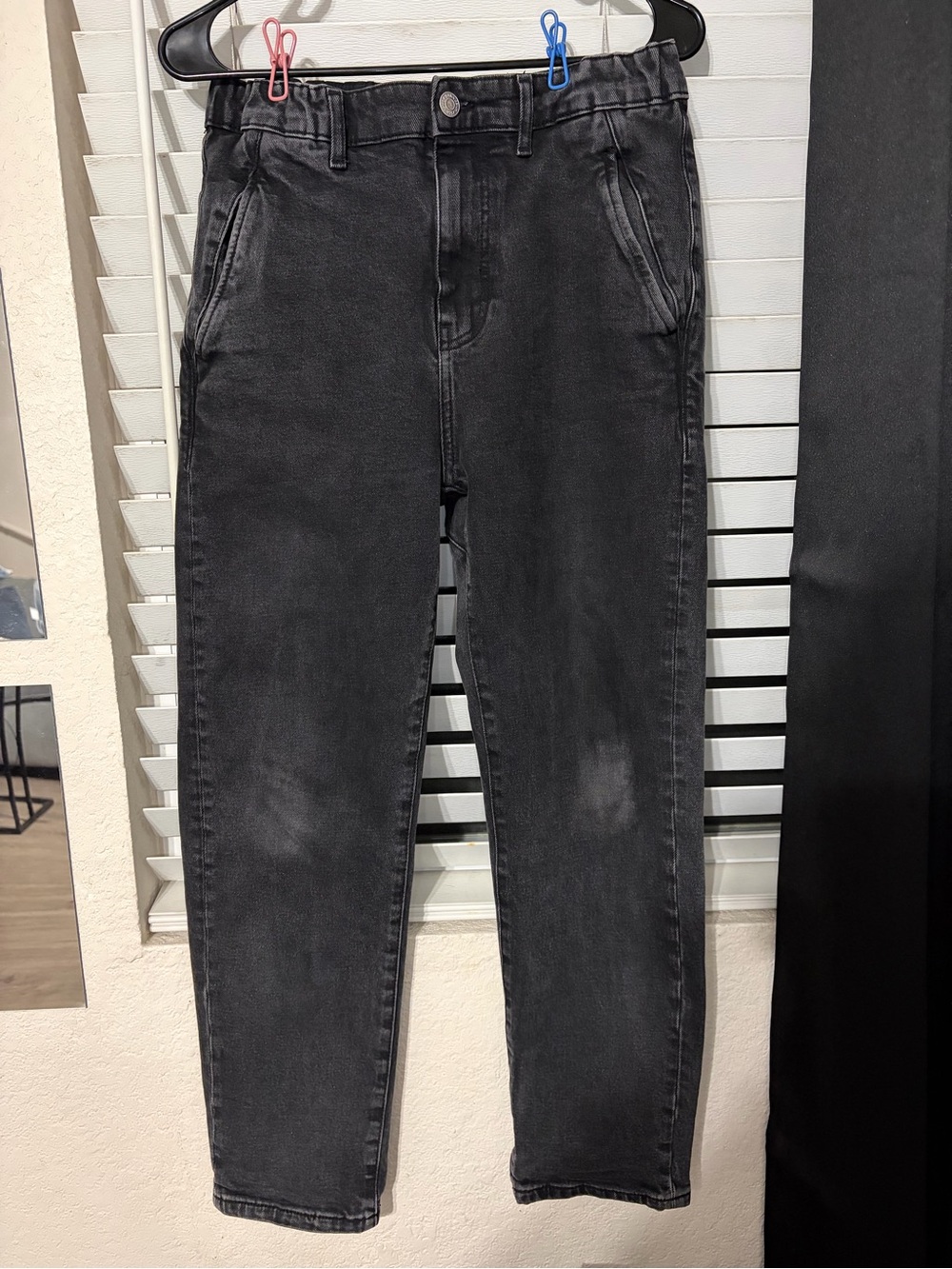 Zara Washed Black Slim Straight Jeans